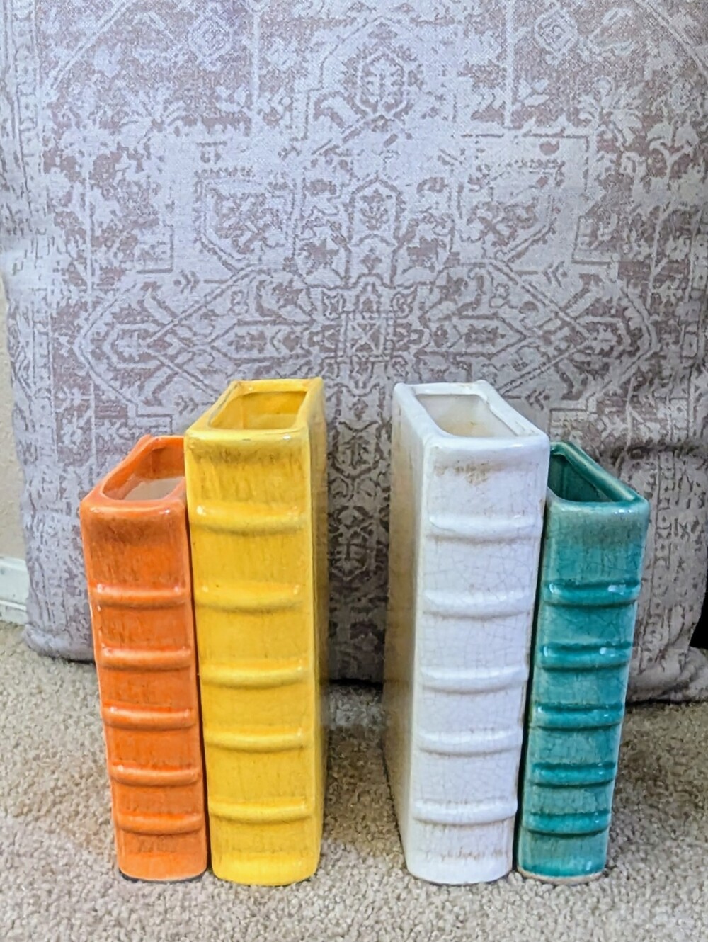 Ceramic Book-Shaped Vase Bookends Set